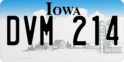 IA license plate DVM214