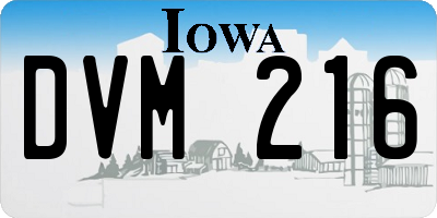 IA license plate DVM216