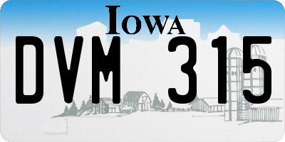 IA license plate DVM315