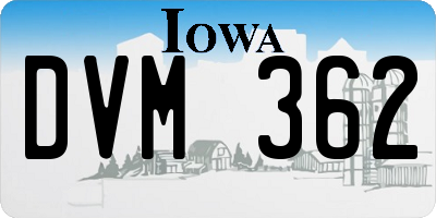 IA license plate DVM362