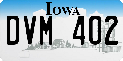 IA license plate DVM402