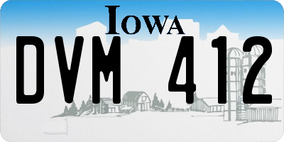 IA license plate DVM412