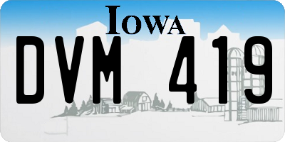 IA license plate DVM419