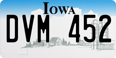 IA license plate DVM452