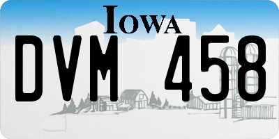 IA license plate DVM458
