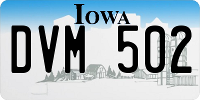 IA license plate DVM502