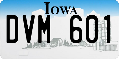 IA license plate DVM601