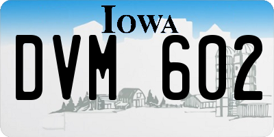 IA license plate DVM602
