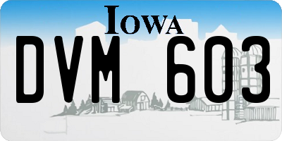 IA license plate DVM603