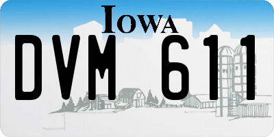 IA license plate DVM611