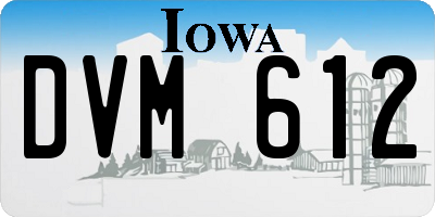 IA license plate DVM612