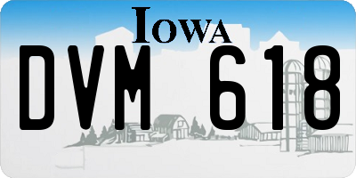 IA license plate DVM618