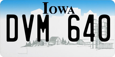 IA license plate DVM640