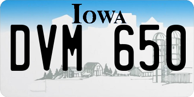 IA license plate DVM650