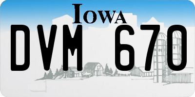 IA license plate DVM670
