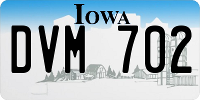 IA license plate DVM702