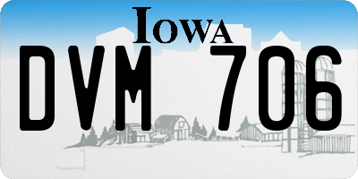 IA license plate DVM706