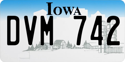 IA license plate DVM742