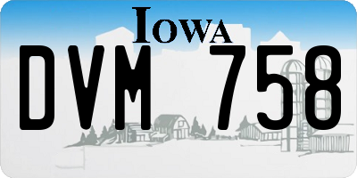 IA license plate DVM758