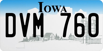 IA license plate DVM760