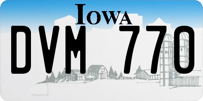 IA license plate DVM770