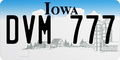 IA license plate DVM777