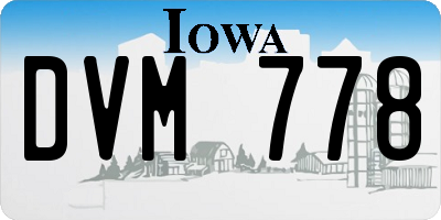 IA license plate DVM778