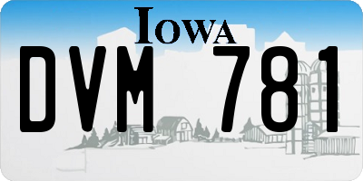 IA license plate DVM781