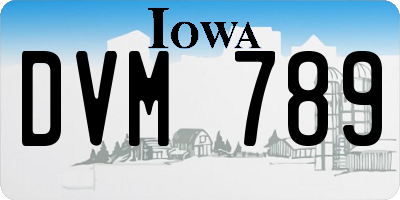 IA license plate DVM789