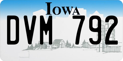 IA license plate DVM792