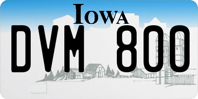 IA license plate DVM800