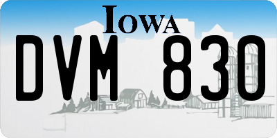 IA license plate DVM830