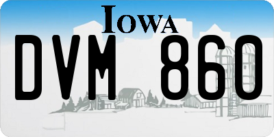 IA license plate DVM860