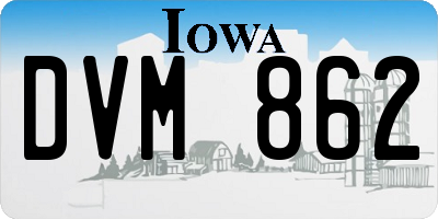 IA license plate DVM862