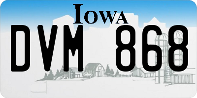 IA license plate DVM868