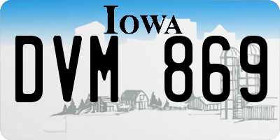 IA license plate DVM869