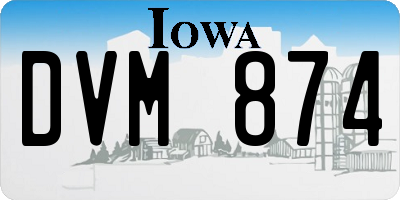 IA license plate DVM874