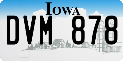 IA license plate DVM878