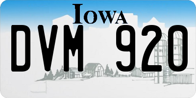 IA license plate DVM920