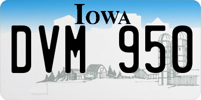 IA license plate DVM950
