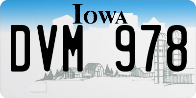 IA license plate DVM978