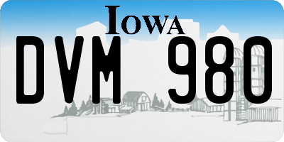 IA license plate DVM980