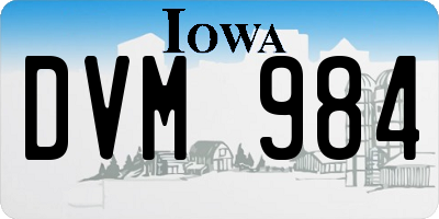 IA license plate DVM984