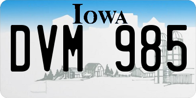 IA license plate DVM985