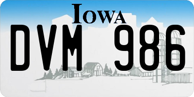 IA license plate DVM986