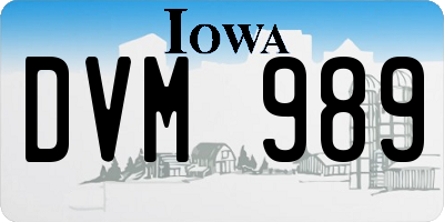 IA license plate DVM989