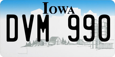 IA license plate DVM990