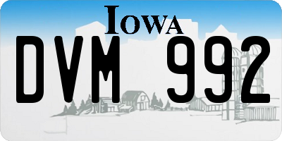IA license plate DVM992