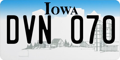 IA license plate DVN070