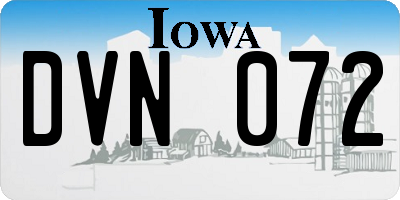 IA license plate DVN072